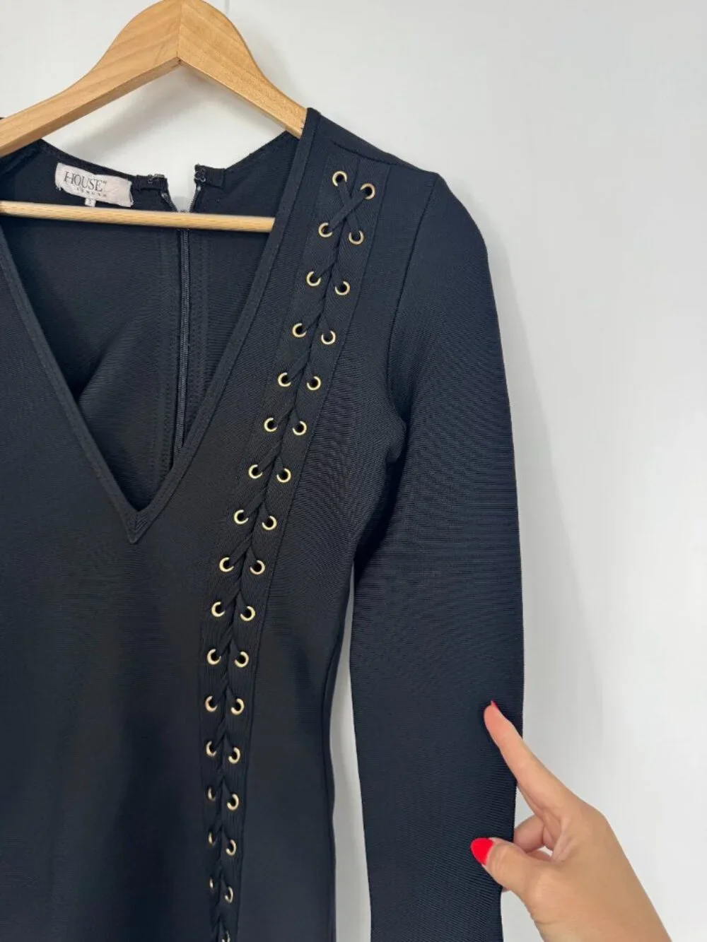 House of London Black Daniela Mini Dress Size S - Picture 4 of 13